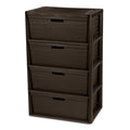 4 Drawer Plastic Storage Tower with Removable Bins Brown K4819