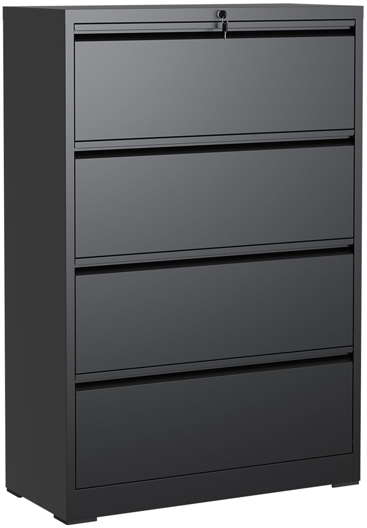 4 Drawer Black Lateral File Cabinet with Lock Y87439