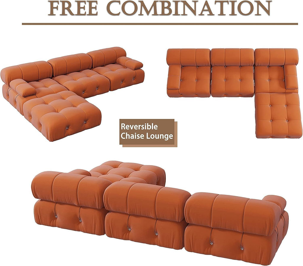 104" L-Shaped Velvet Sectional Sofa with Reversible Chaise Ottoman V8561