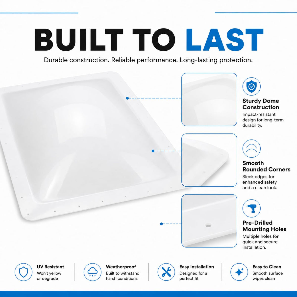 RV Skylight Replacement 22" x 34" Outer Dome Cover I240514