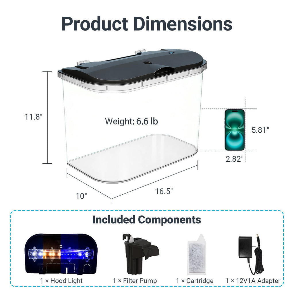 5-Gallon Aquarium Kit with LED Lighting and Power Filter C84419