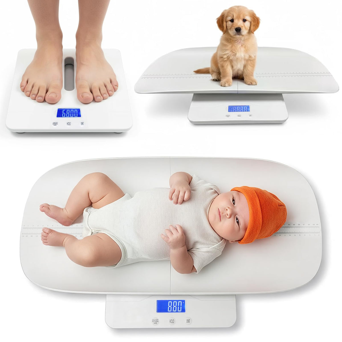 Baby Scale with Measuring Tray, LCD, 3 Weighing Modes R532