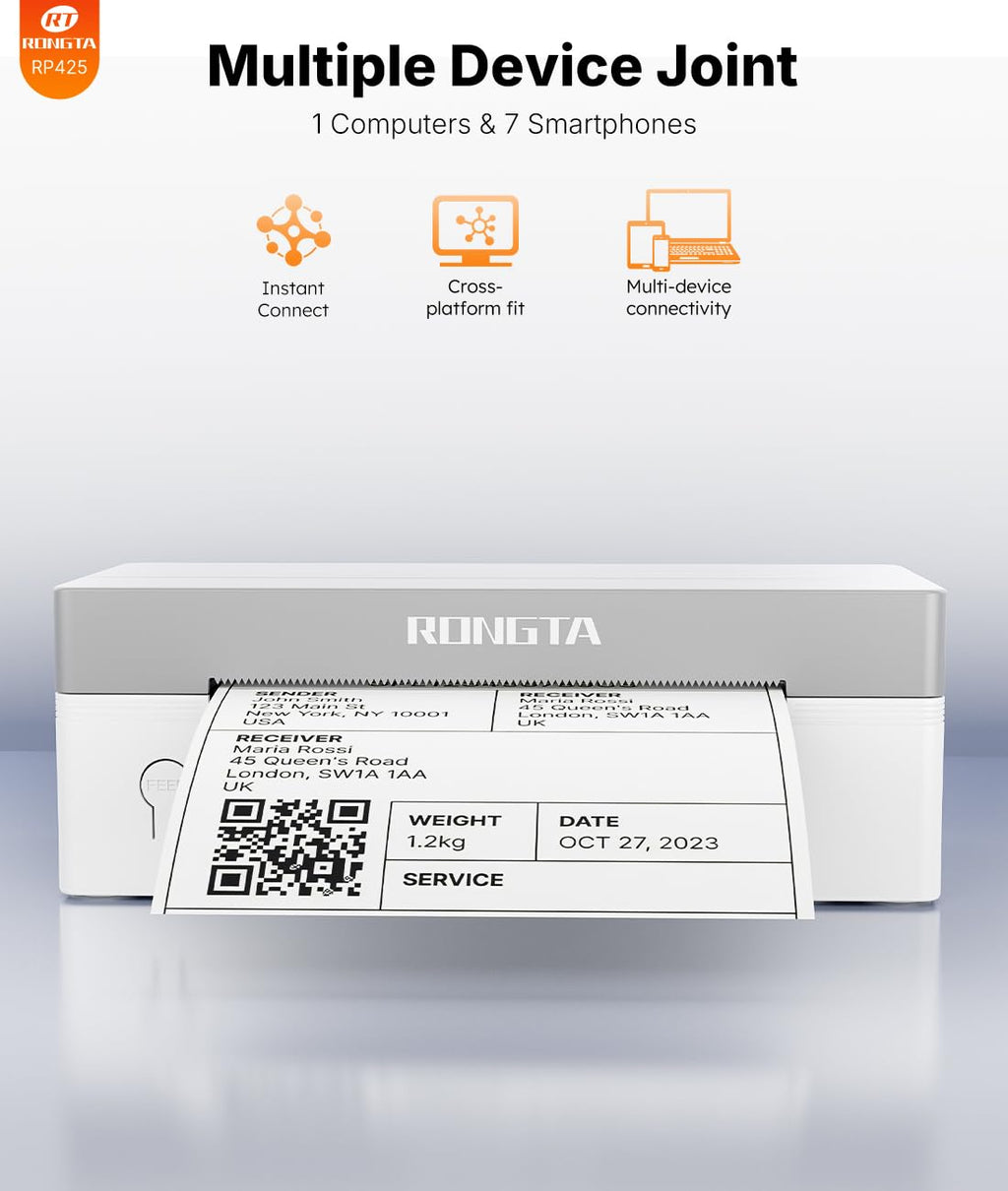 White Bluetooth 4x6 Thermal Label Printer S8039