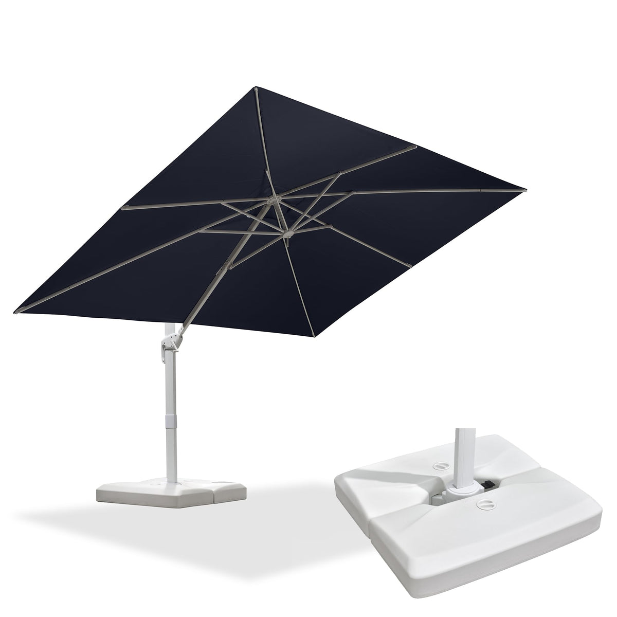 Navy Blue Aluminum Patio Umbrella with Base Z99635