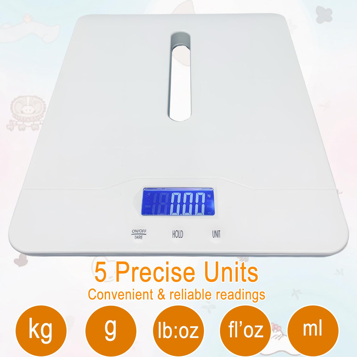 Baby Scale with Measuring Tray, LCD, 3 Weighing Modes R532