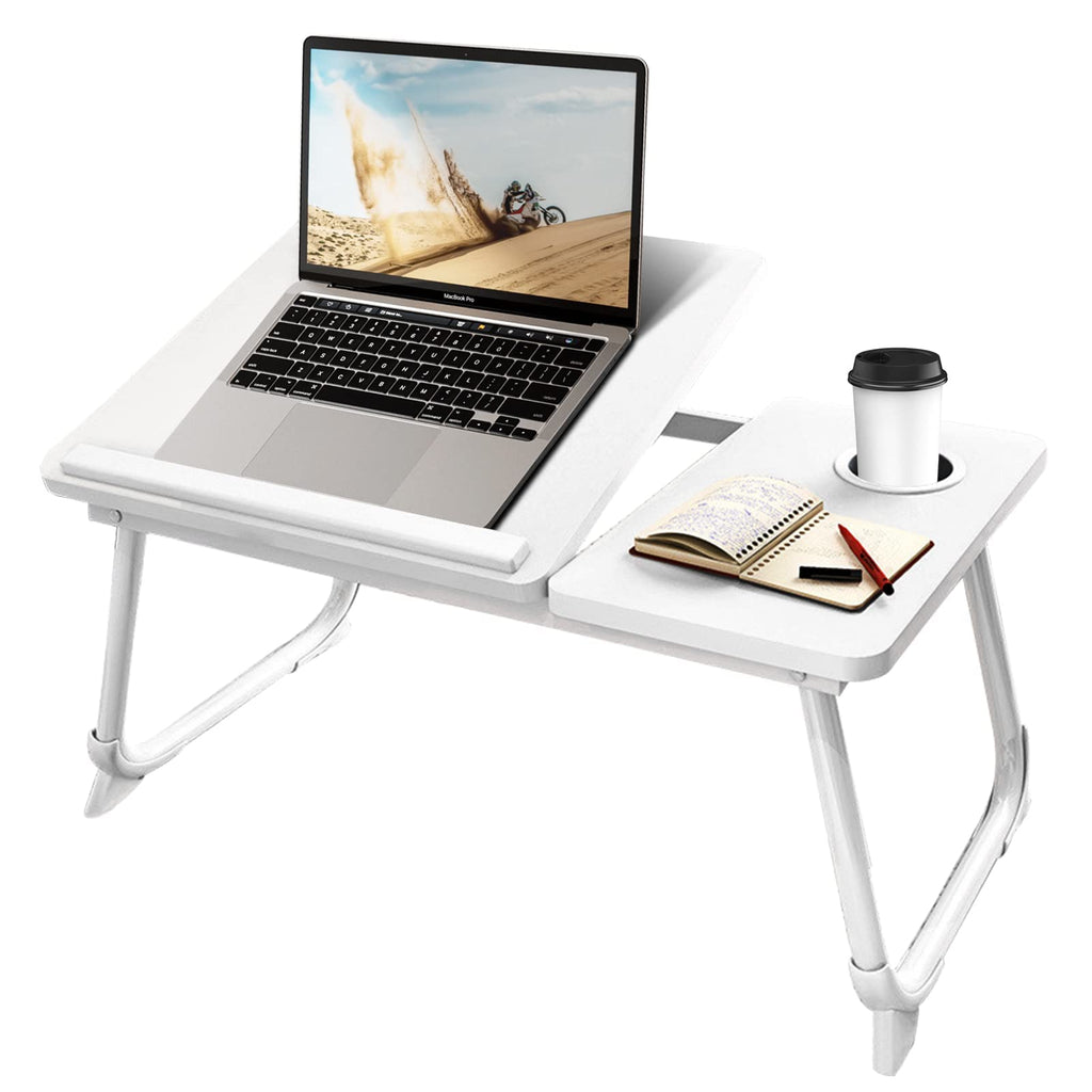 White Laptop Desk with Cup Holder I853039