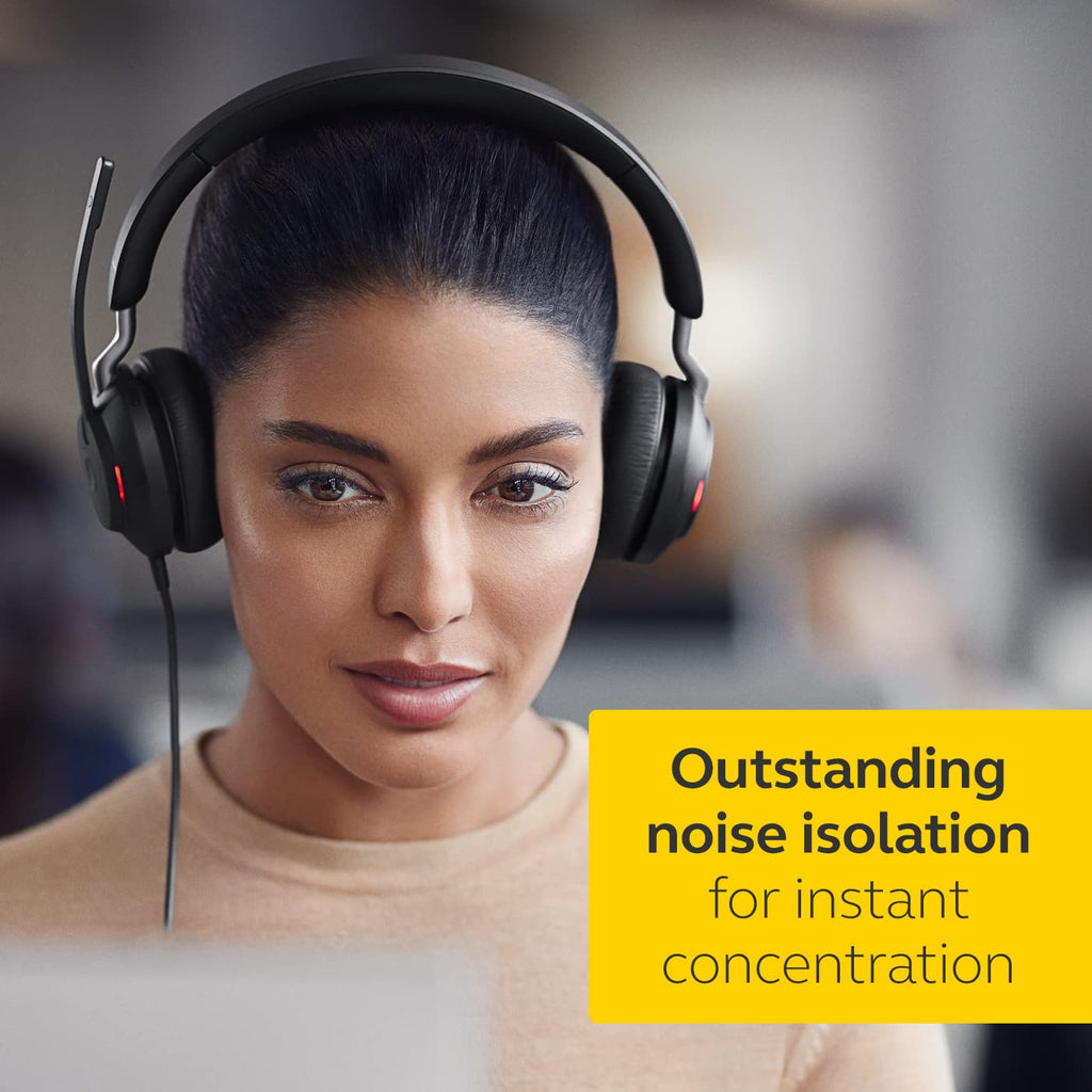 Wired Stereo Noise-Cancelling Headset with 3-Microphone Call Technology and USB-A Cable Black O8398