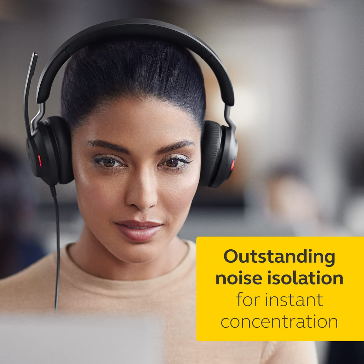 Wired Stereo Noise-Cancelling Headset with 3-Microphone Call Technology and USB-A Cable Black O8398
