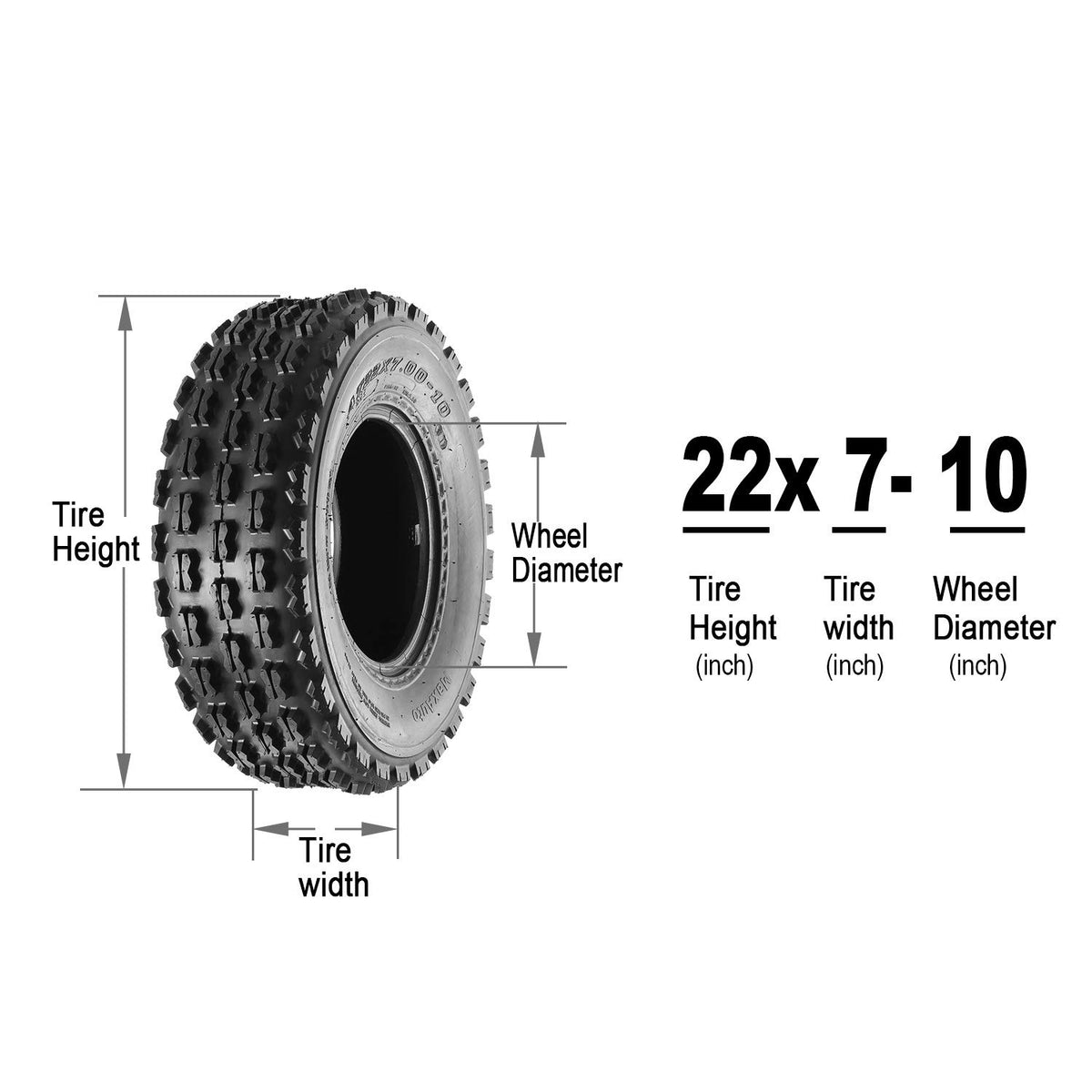 Set of 4 Sport ATV Tires 22x7-10 Front & 20x10-9 Rear 4PR Y5773
