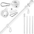 White 5 FT Stainless Steel Wall Mount Flag Pole Kit with 360° Rotating Rings R7463