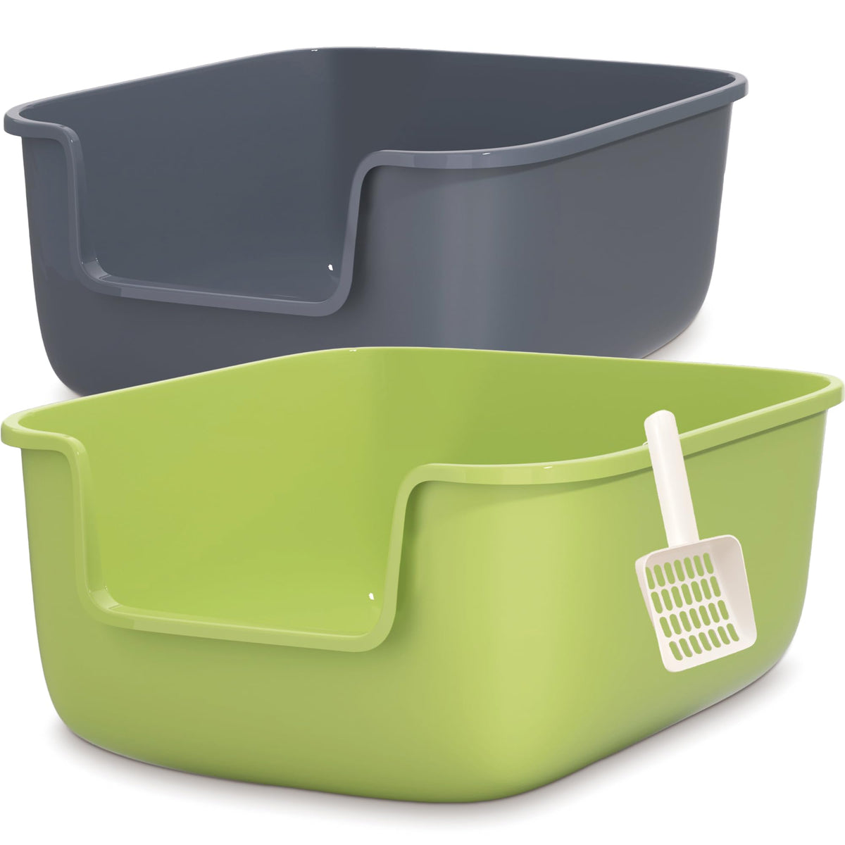 Large High Sided Cat Litter Box with Scoop 2 Pack U49047