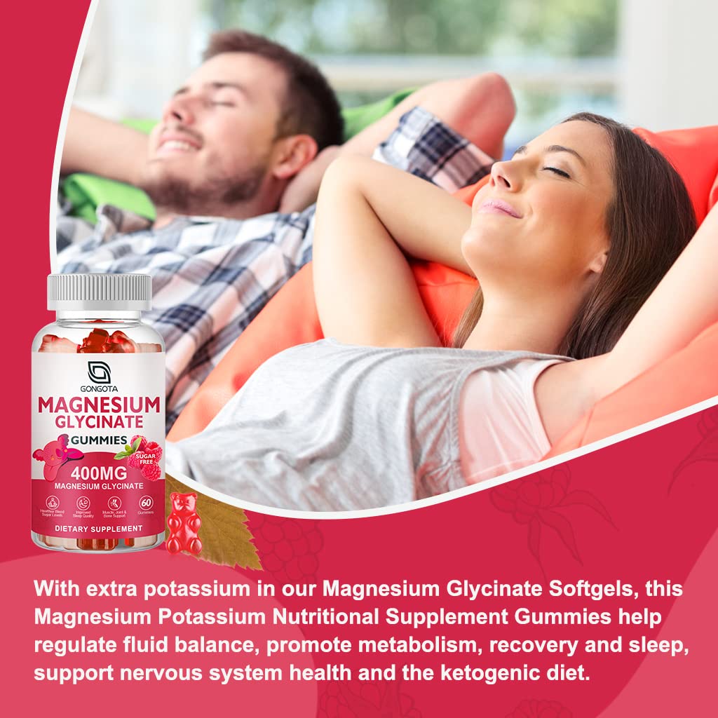Magnesium Glycinate Gummies 400 mg with Vitamin D, B6 - 60 Gummies G250