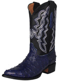 Blue Ostrich Quill Print Leather Western Cowboy Boots M58541