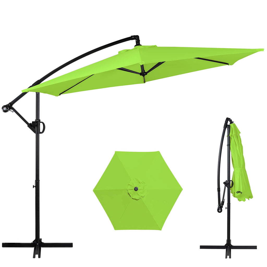 Offset Patio Umbrella with Crank and Cross Base U1818