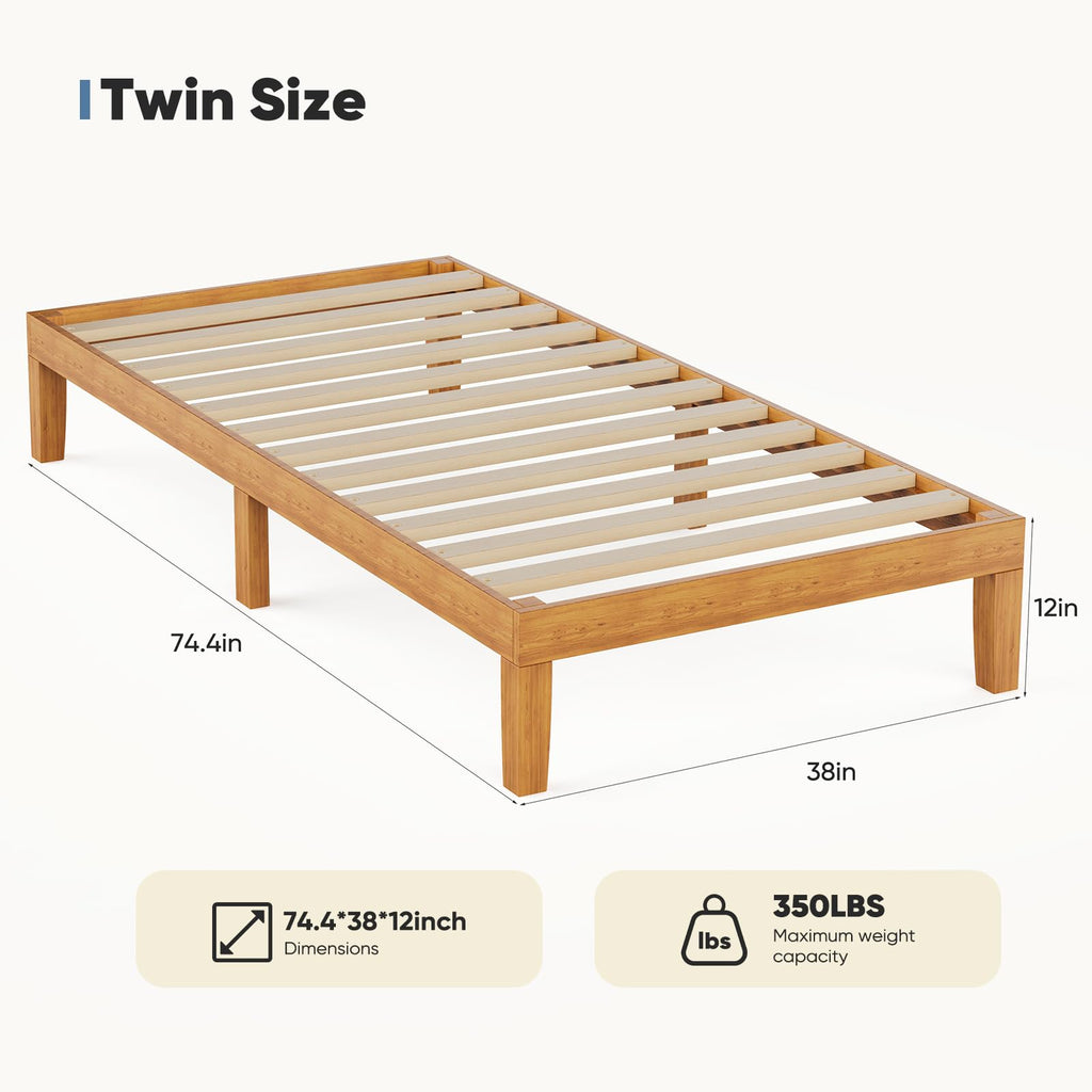 Solid Wood Twin Bed Frame with Under Bed Storage V430911