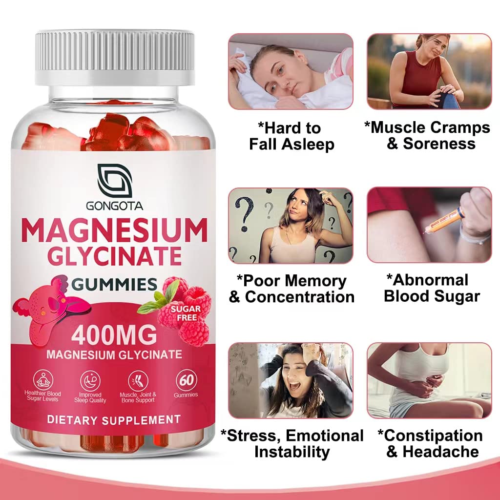 Magnesium Glycinate Gummies 400 mg with Vitamin D, B6 - 60 Gummies G250