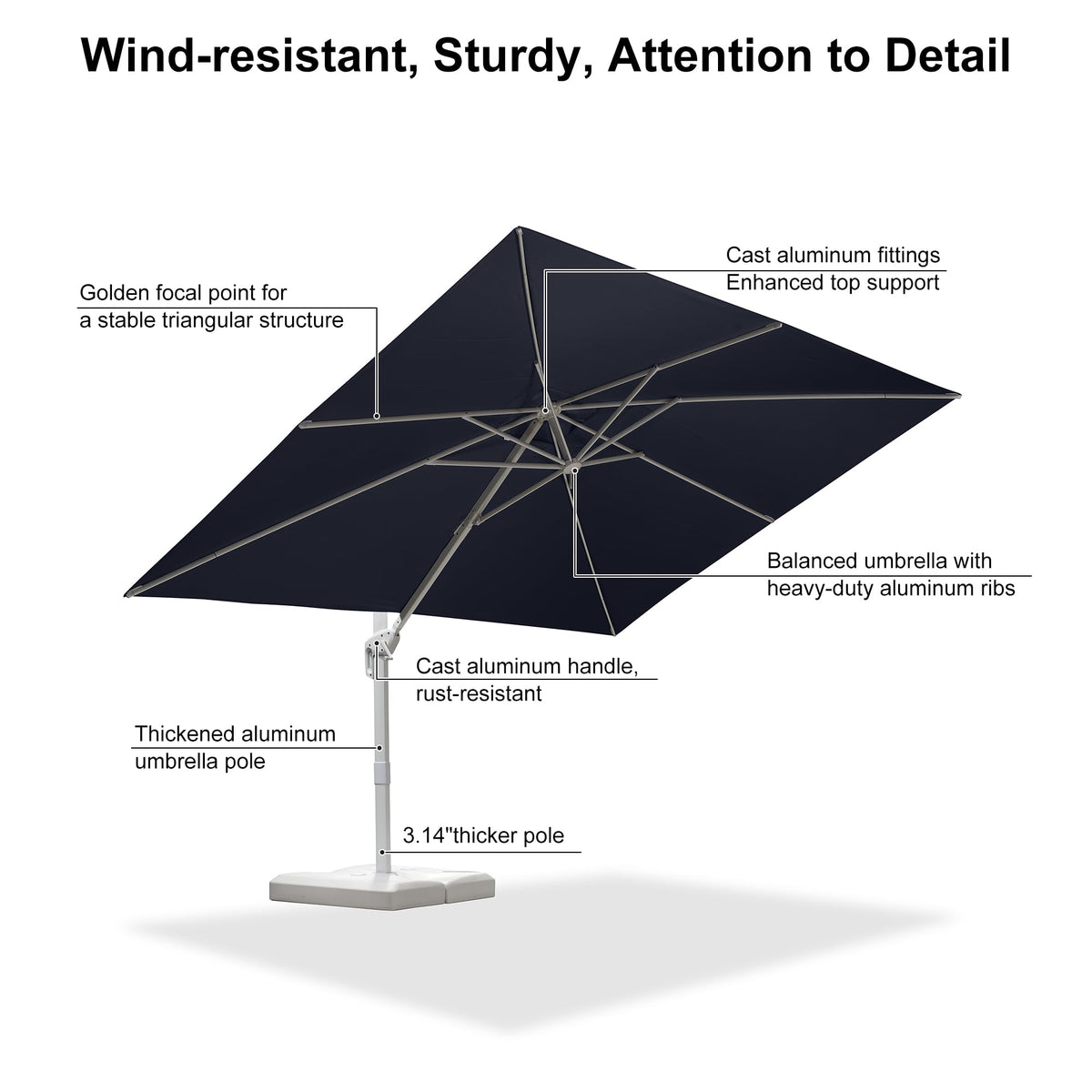 Navy Blue Aluminum Patio Umbrella with Base Z99635