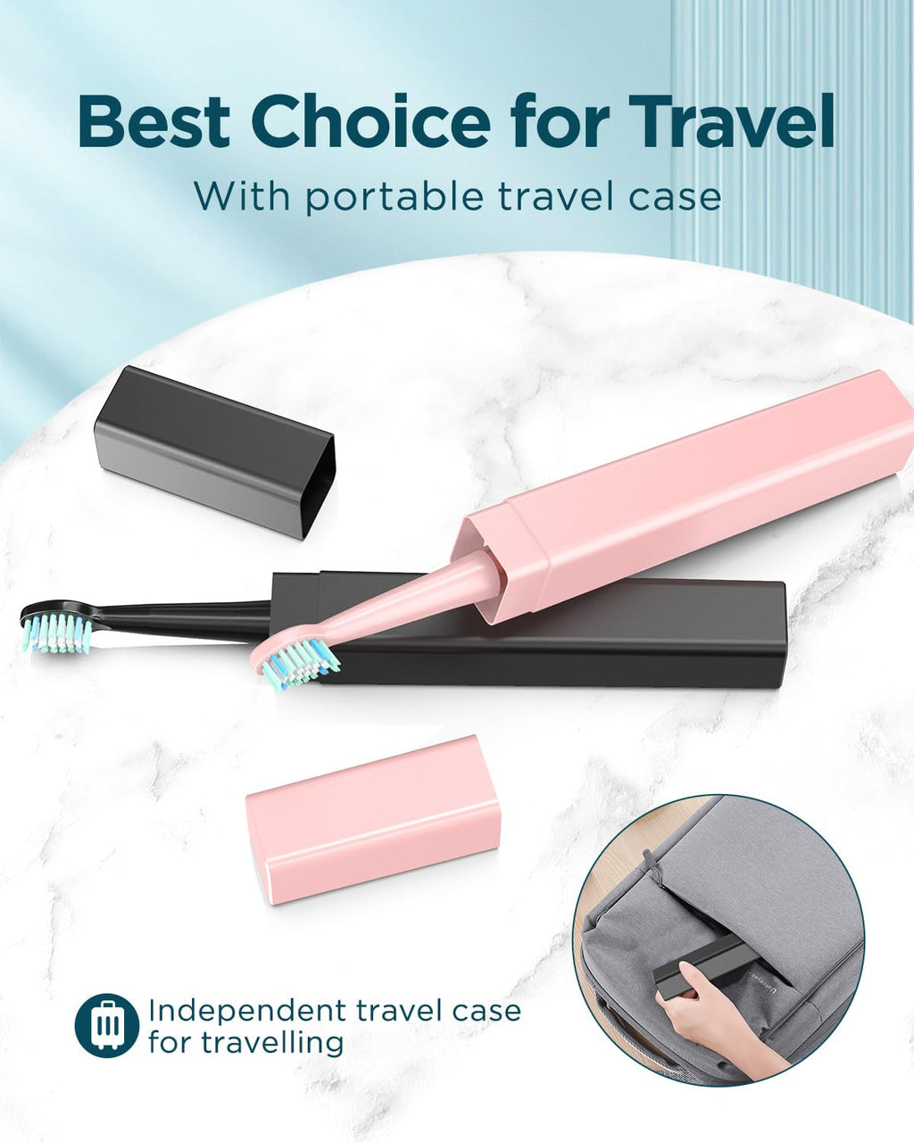 2 Pack Rechargeable Electric Toothbrush with 12 Brush Heads & 2 Travel Case Y3844