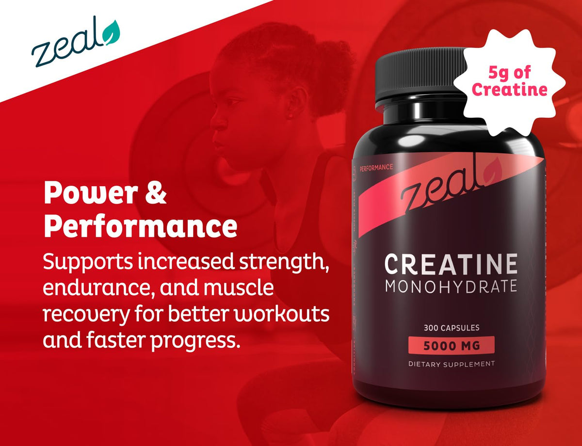 Micronized Creatine Monohydrate 5000mg 300 Capsules Z883