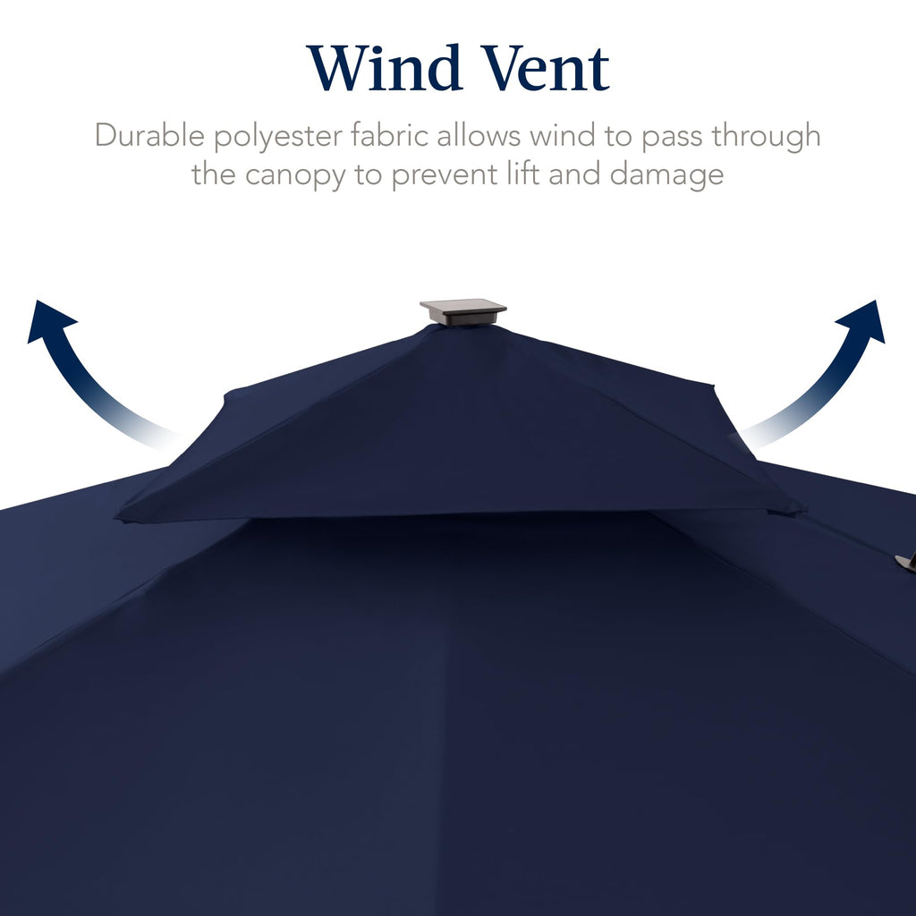 12x12ft LED Cantilever Patio Umbrella with Base and 360° Rotation Y5136