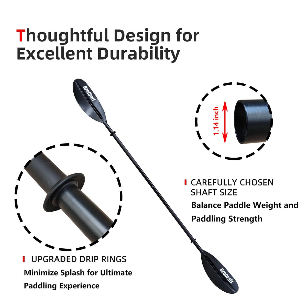 90.5 Inches Kayak Paddles with Paddle Leash R200