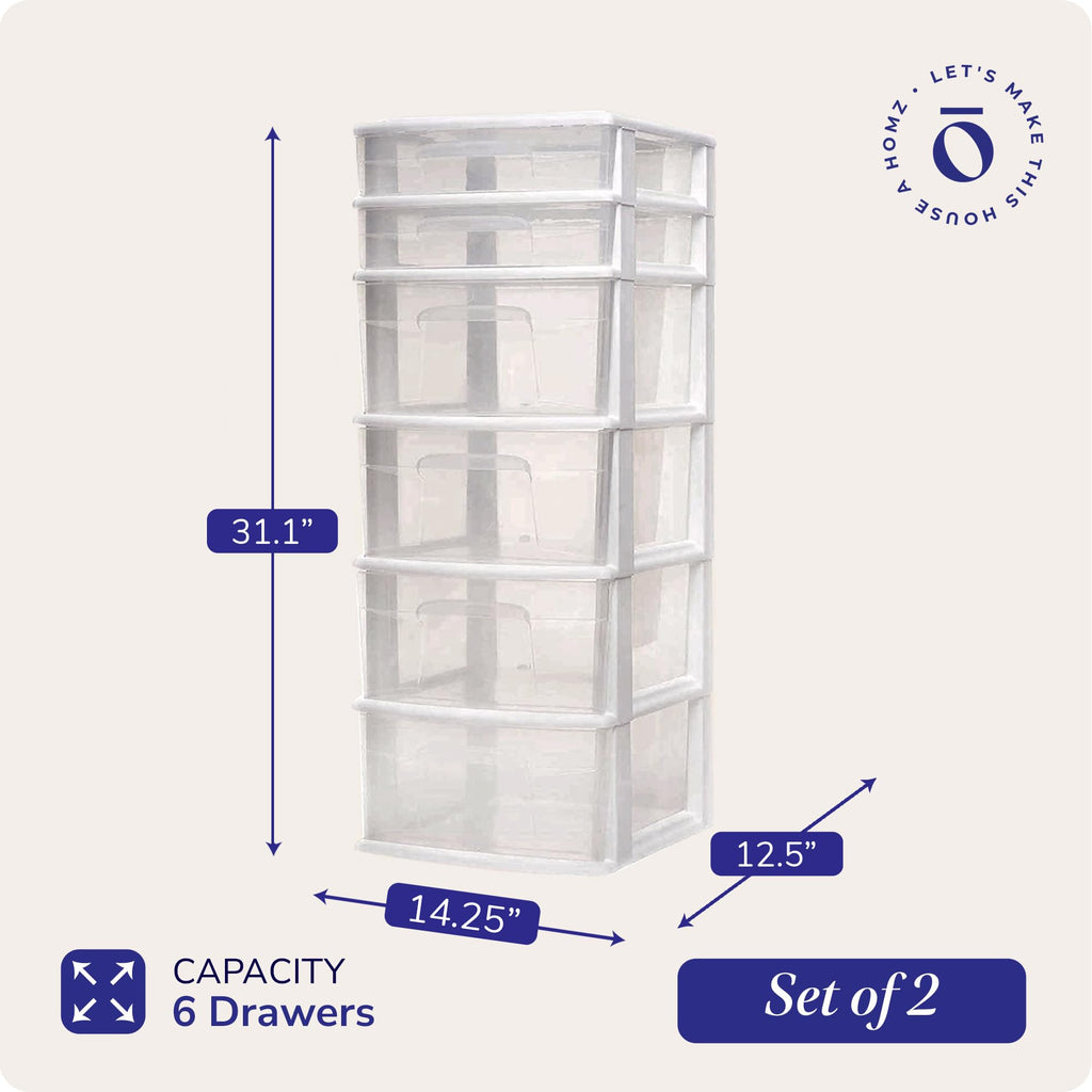 6 Drawer Plastic Storage Cart 2 Pack P8942