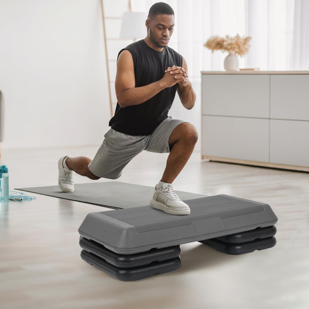 Adjustable Aerobics Platform with 4 Risers Black/Gray L4586