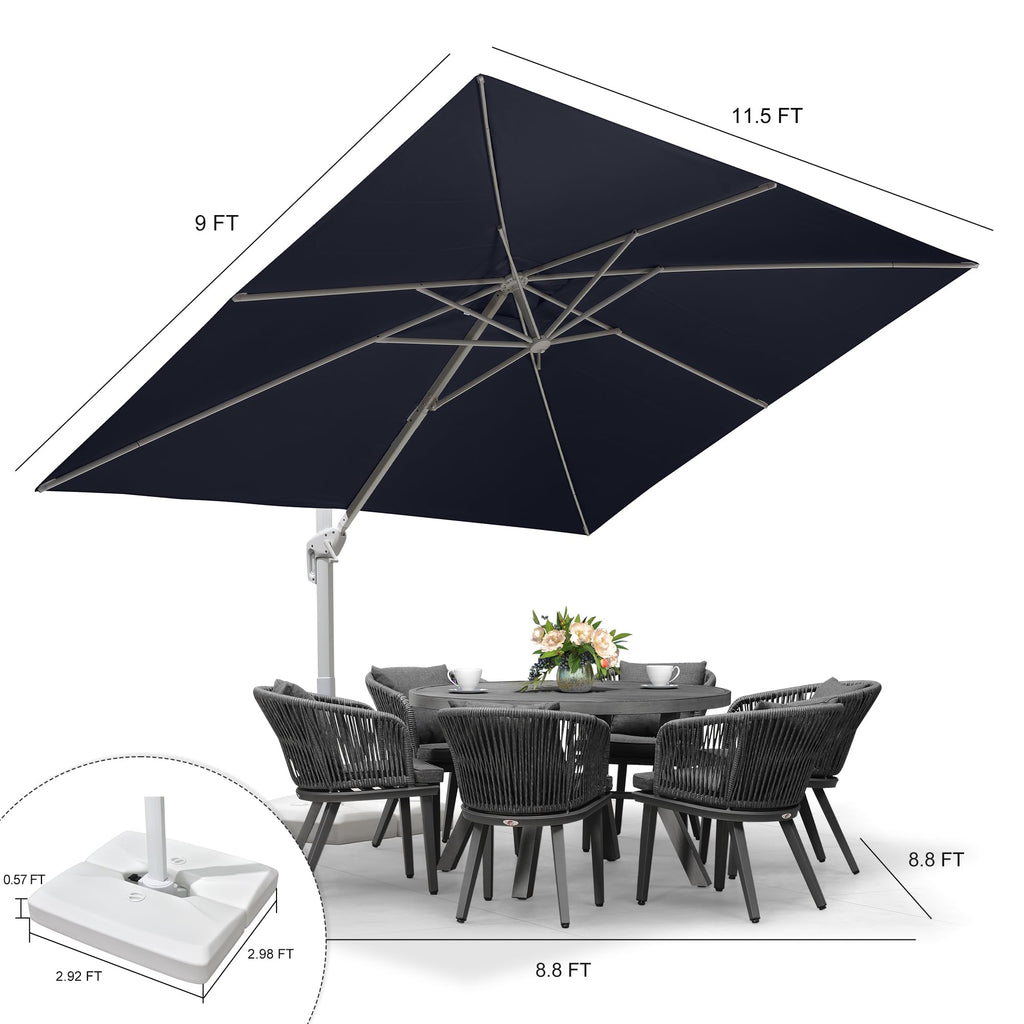 Navy Blue Aluminum Patio Umbrella with Base Z99635