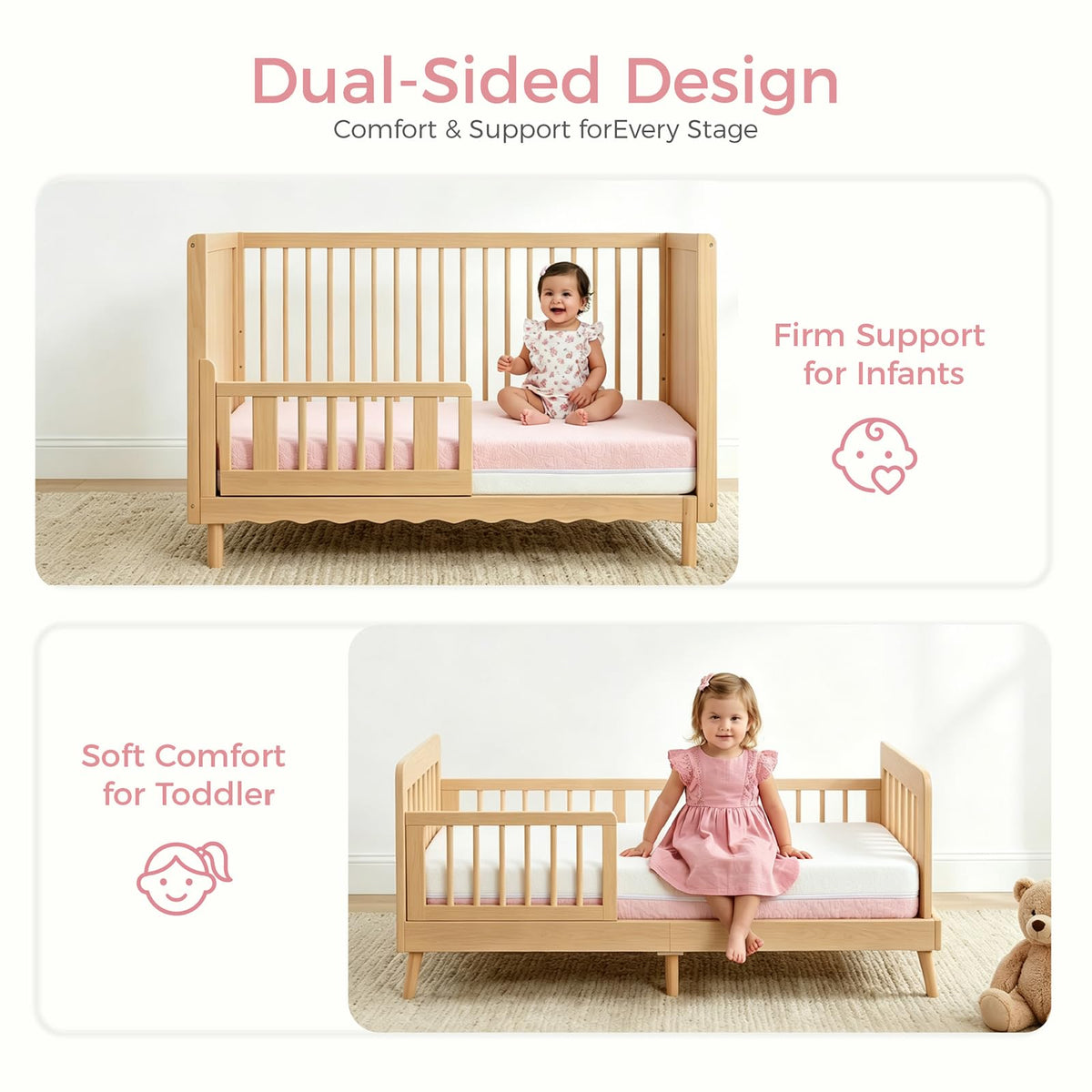 Dual Sided Gel Memory Foam Crib and Toddler Mattress P7257
