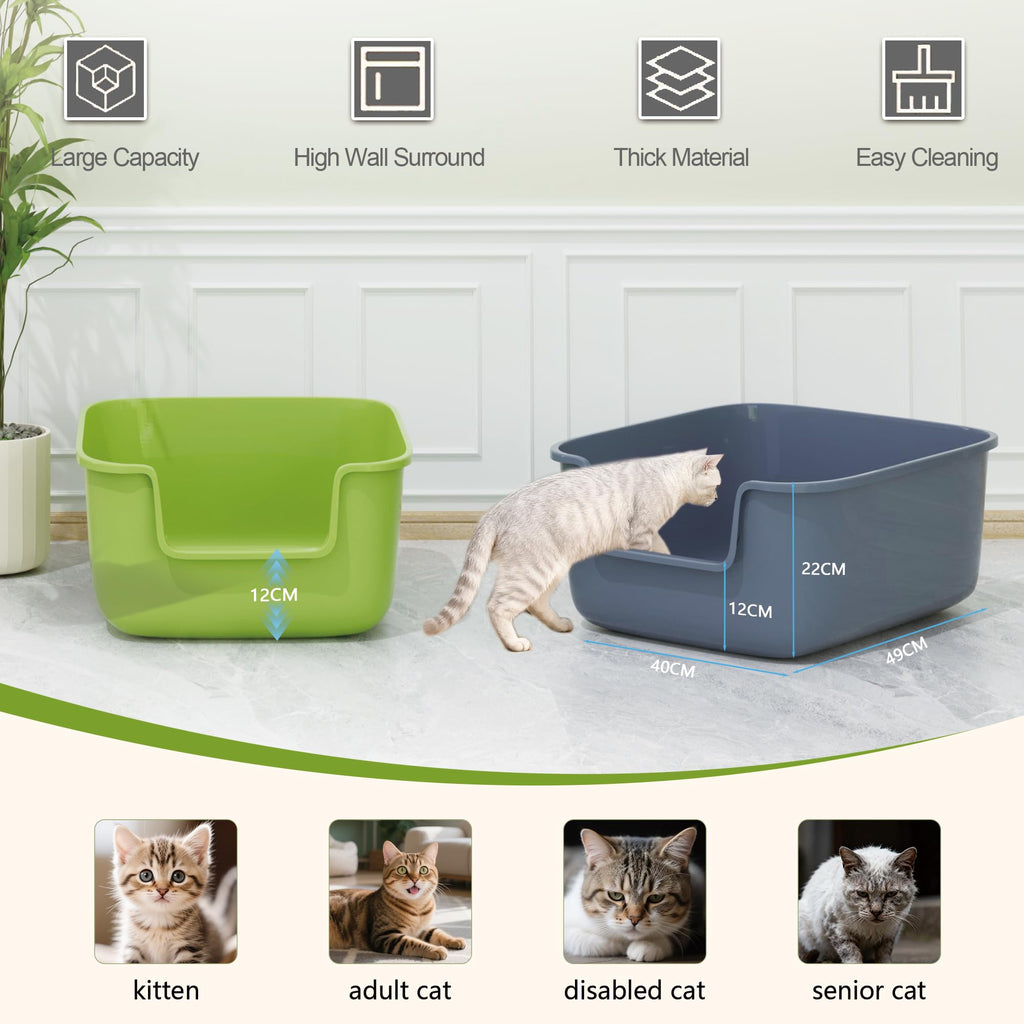 Large High Sided Cat Litter Box with Scoop 2 Pack U49047