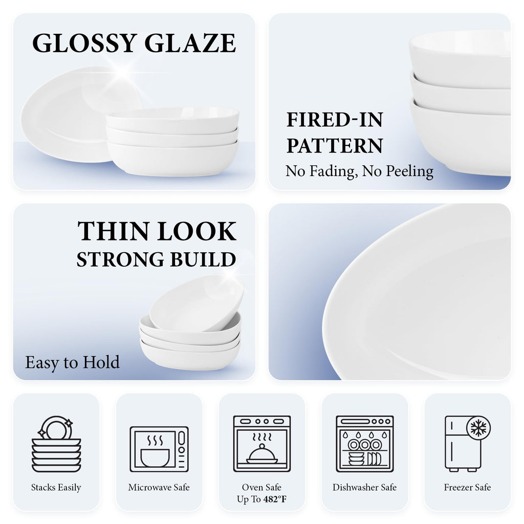 32 Oz White Porcelain Soup Bowls Set of 4 X919482