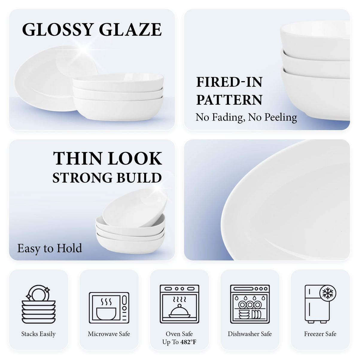 32 Oz White Porcelain Soup Bowls Set of 4 X919482