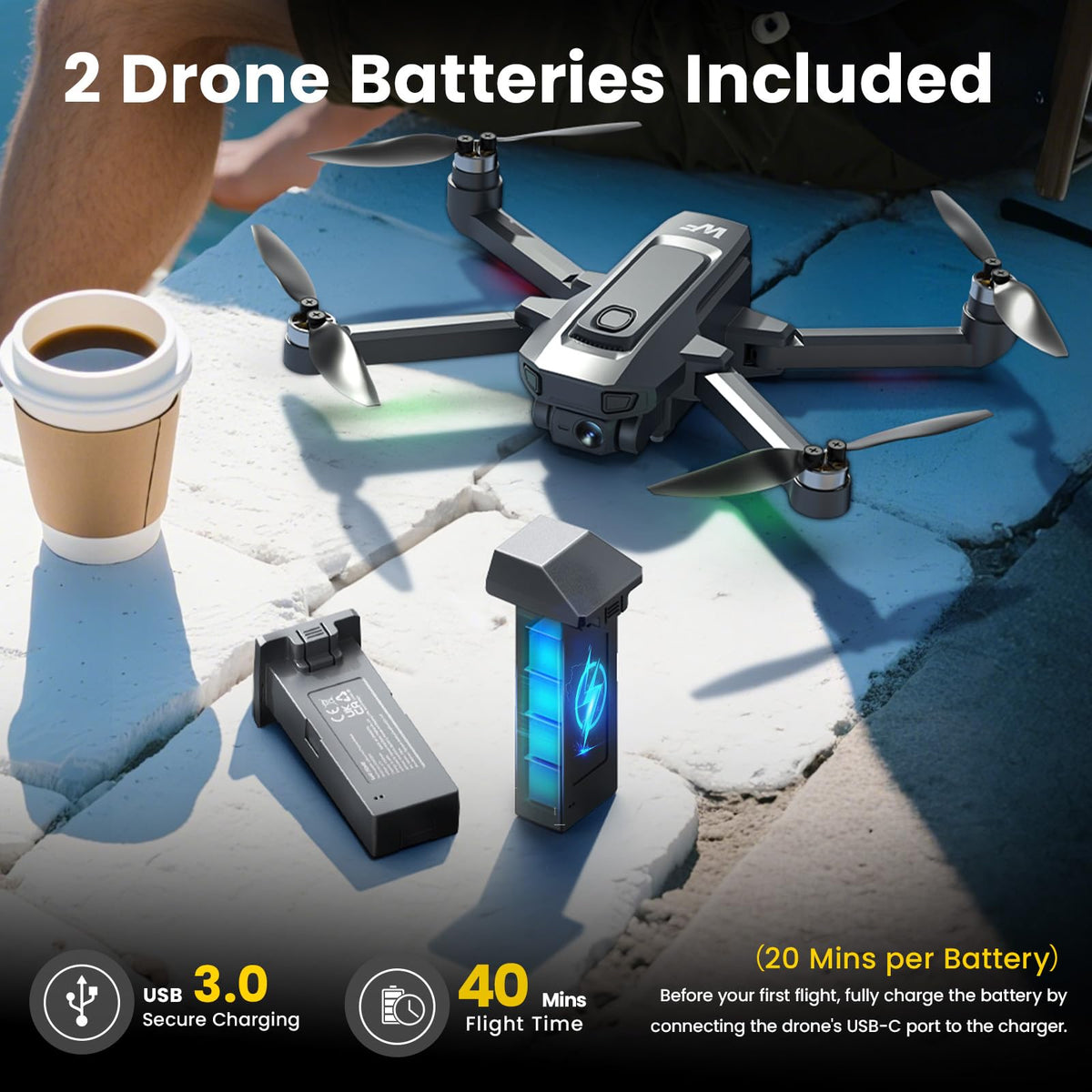 4K Foldable GPS Drone with 4.5" Screen Under 249g Black M43104