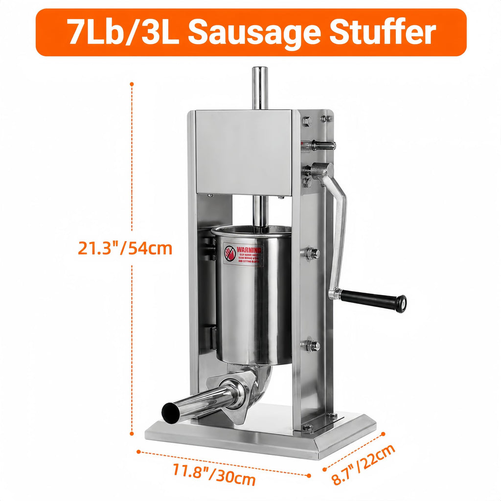 3L Stainless Steel Manual Sausage Stuffer with 4 Tubes W1399