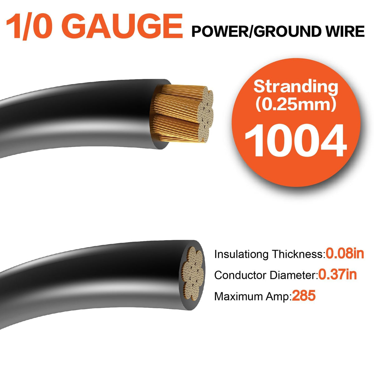 1/0 Gauge Battery Cable Kit 40ft Red/Black CCA Wire N31977