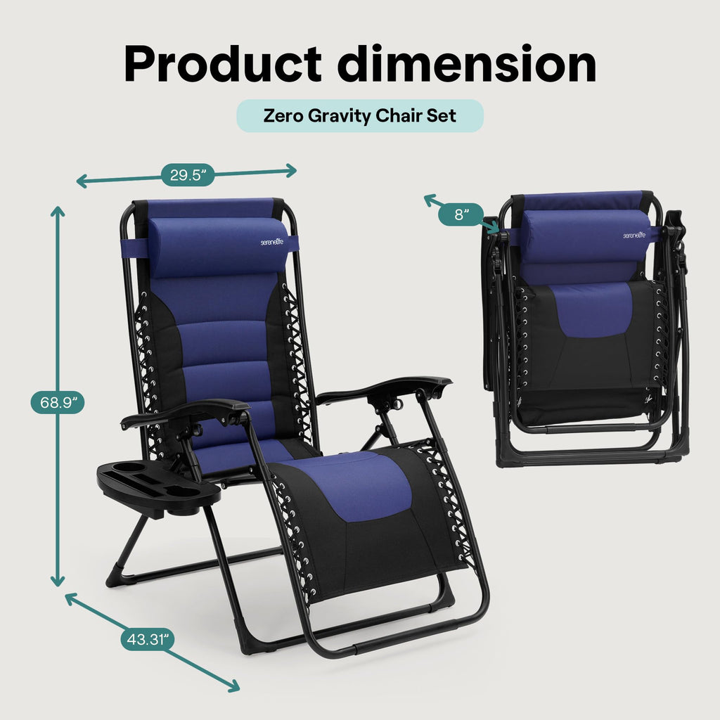 Foldable Adjustable Zero Gravity Lounge Chair with Cup Holder and Side Table S596
