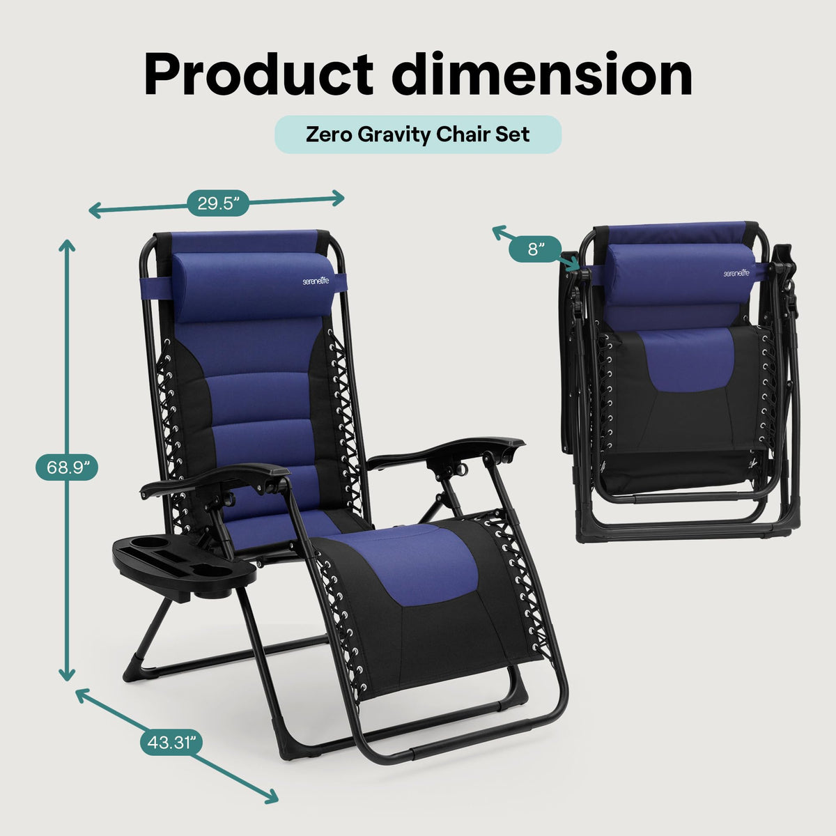 Foldable Adjustable Zero Gravity Lounge Chair with Cup Holder and Side Table S596