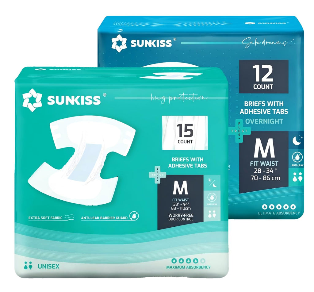Adult Diapers M 15 Count & Overnight Adult Diapers M 12 Count C938