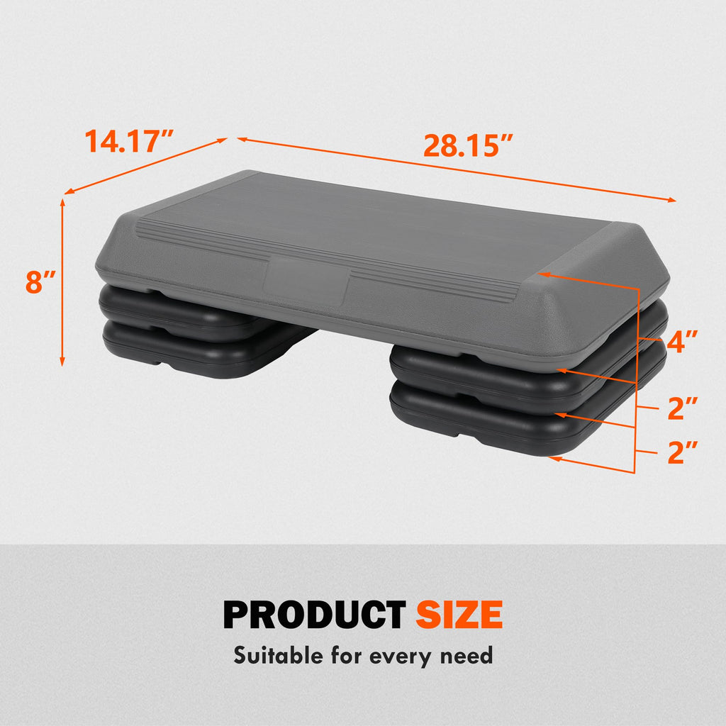 Adjustable Aerobics Platform with 4 Risers Black/Gray L4586