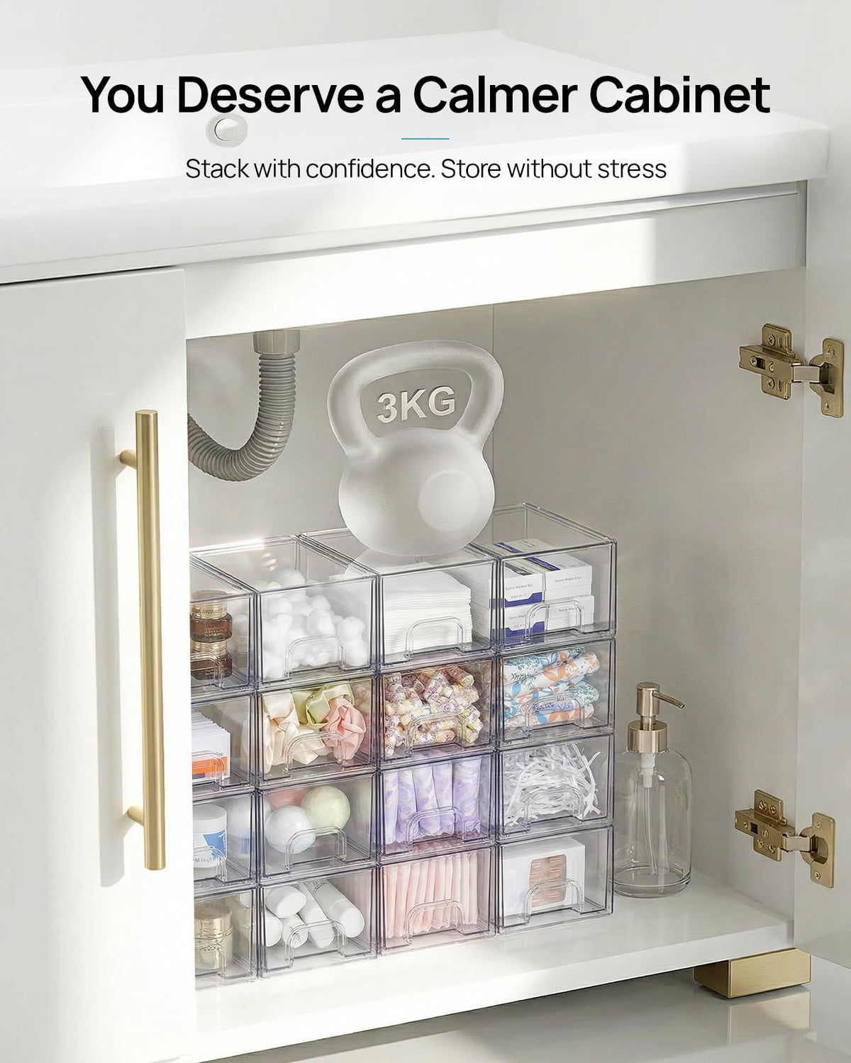 4 Pack Small Clear Stackable Storage Drawers U23995