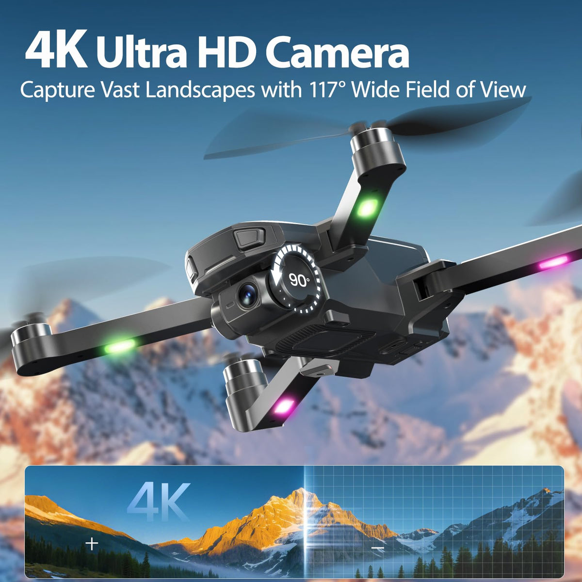 4K Foldable GPS Drone with 4.5" Screen Under 249g Black M43104
