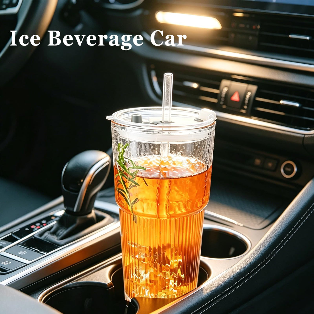 20oz Glass Cups with Lids and Straws, 2 PCS Q4067