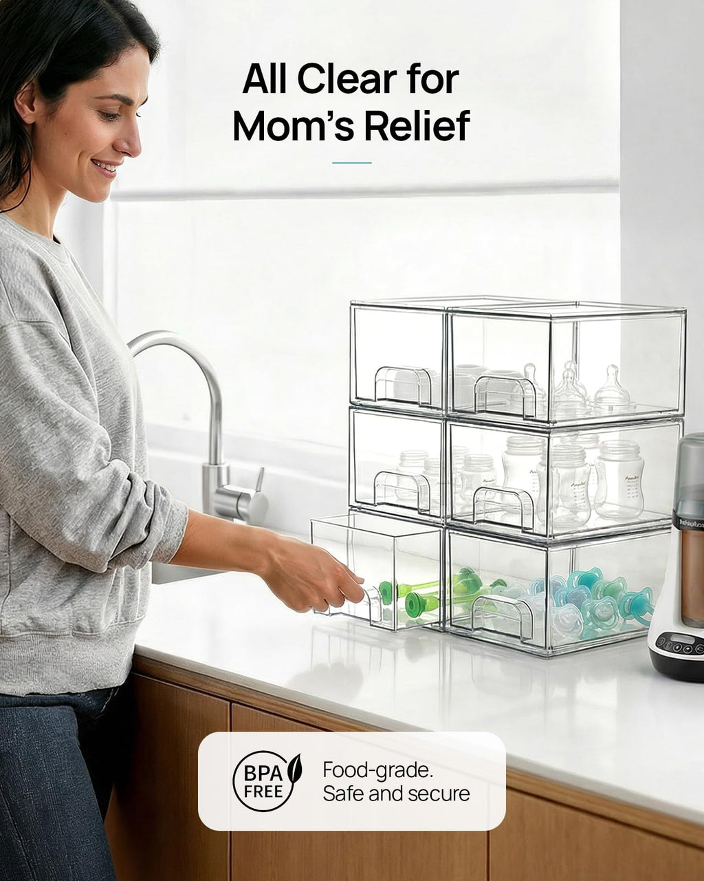 4 Pack Small Clear Stackable Storage Drawers U23995