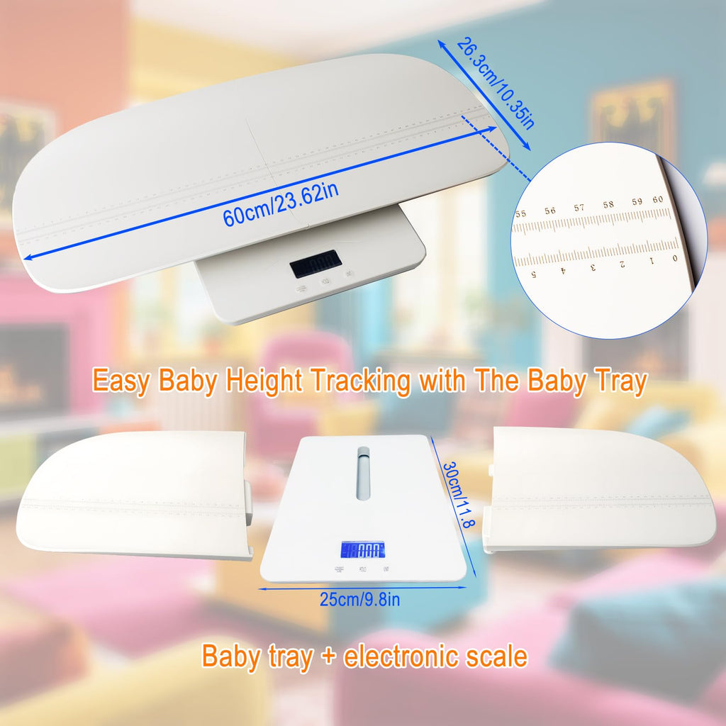 Baby Scale with Measuring Tray, LCD, 3 Weighing Modes R532