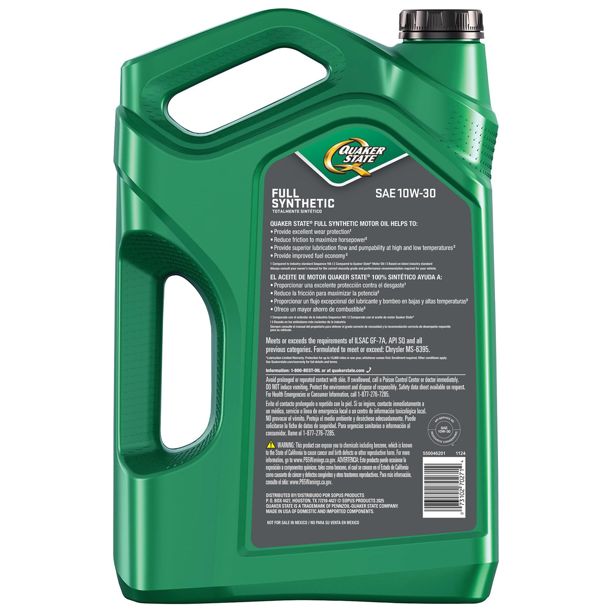 10W-30 Full Synthetic Motor Oil, 5 Quart K990207