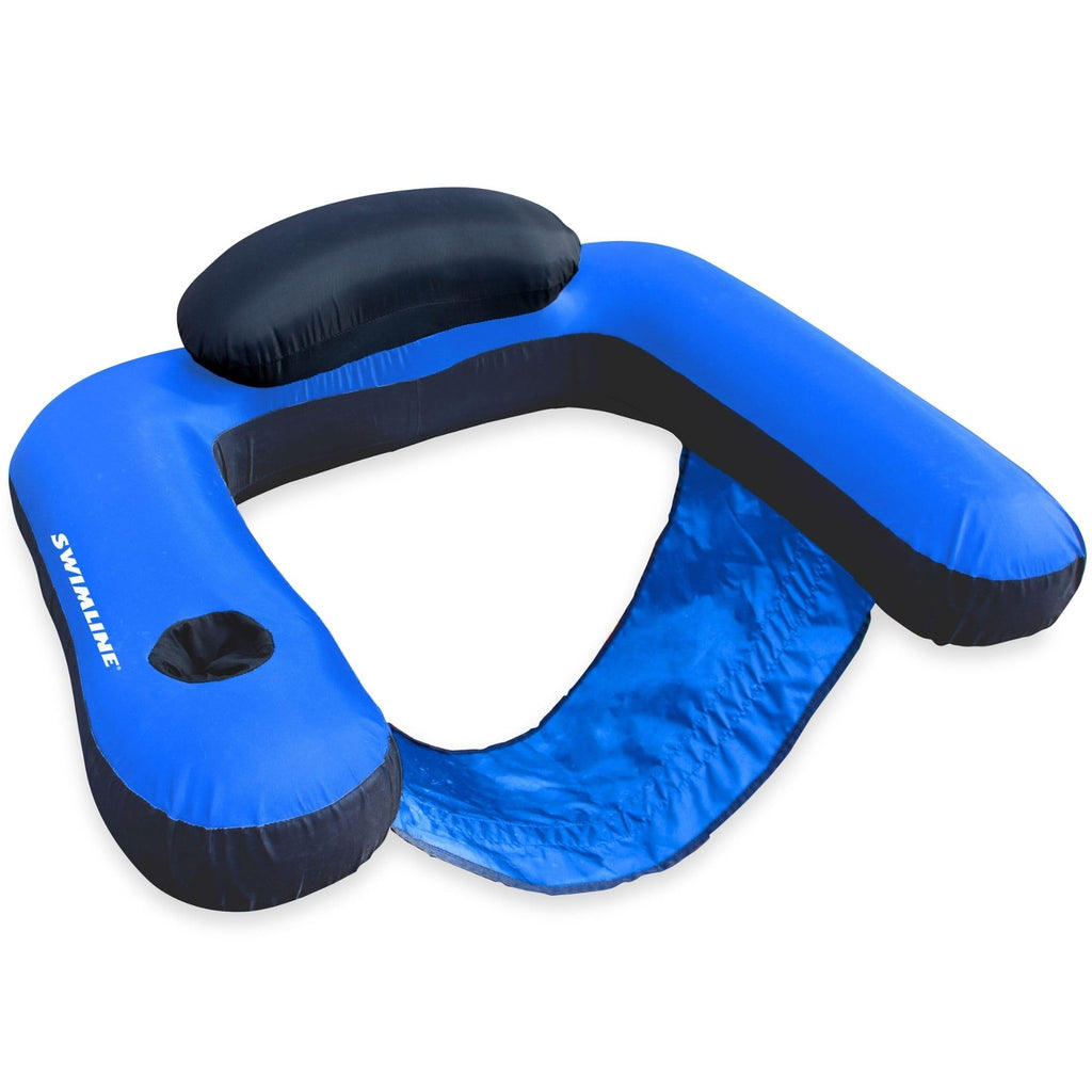 Fabric Covered Inflatable Pool Lounger with Cup Holder F4268