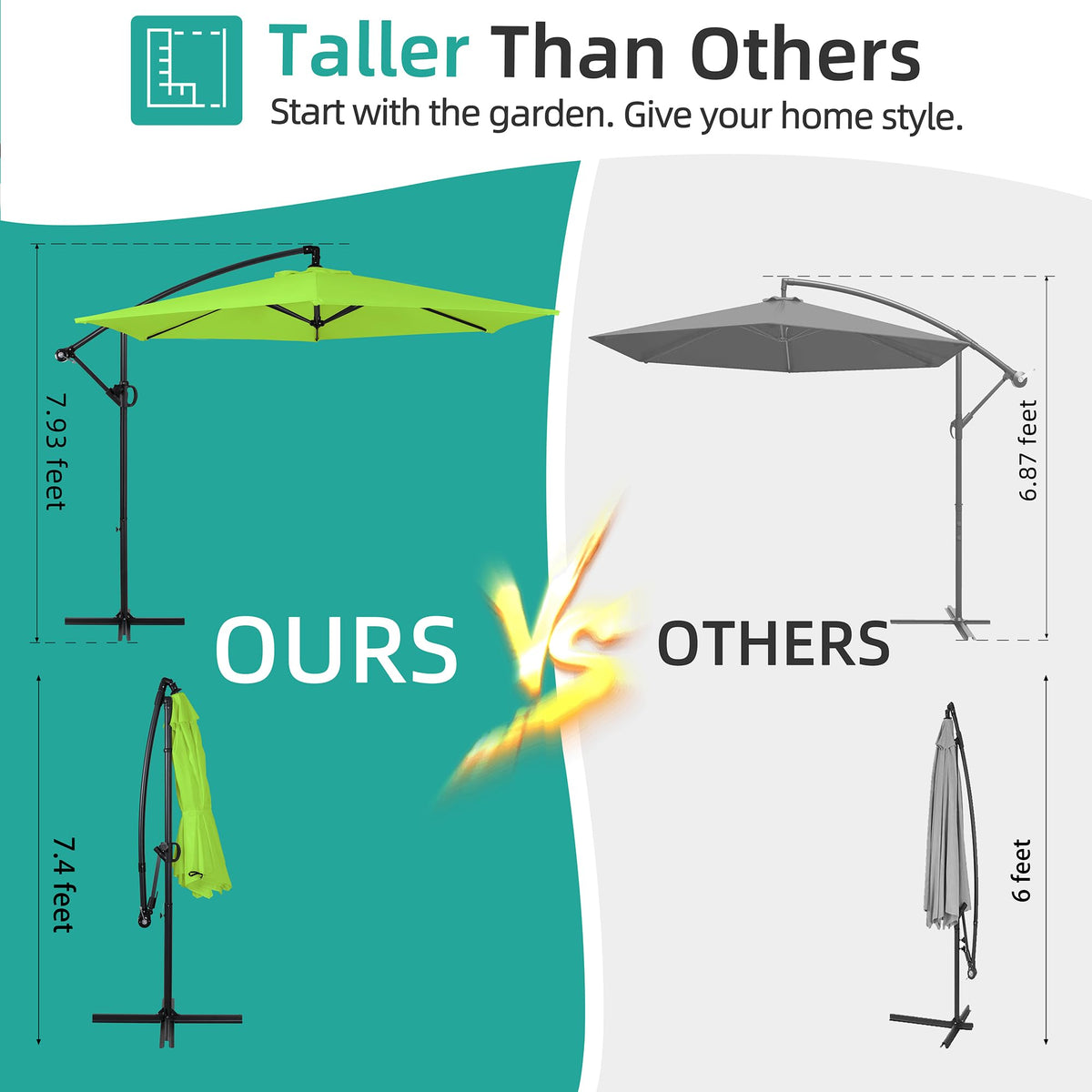 Offset Patio Umbrella with Crank and Cross Base U1818