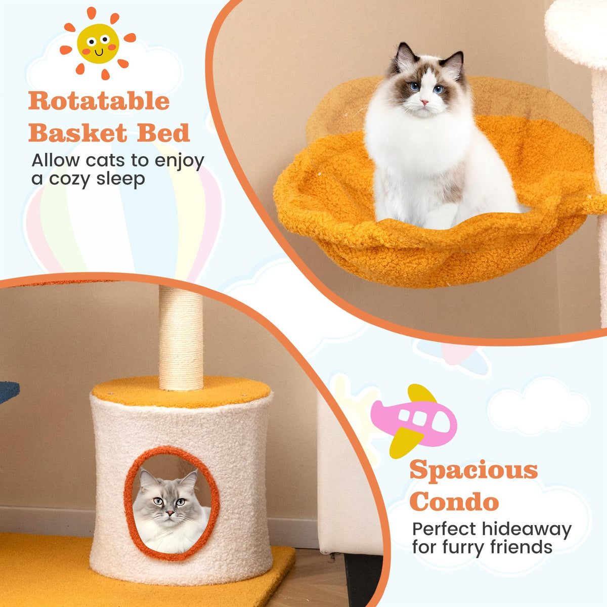 70 inch Multi-Level Cat Tree Tower with Scratching Posts I120946