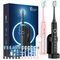 2 Pack Rechargeable Electric Toothbrush with 12 Brush Heads & 2 Travel Case Y3844