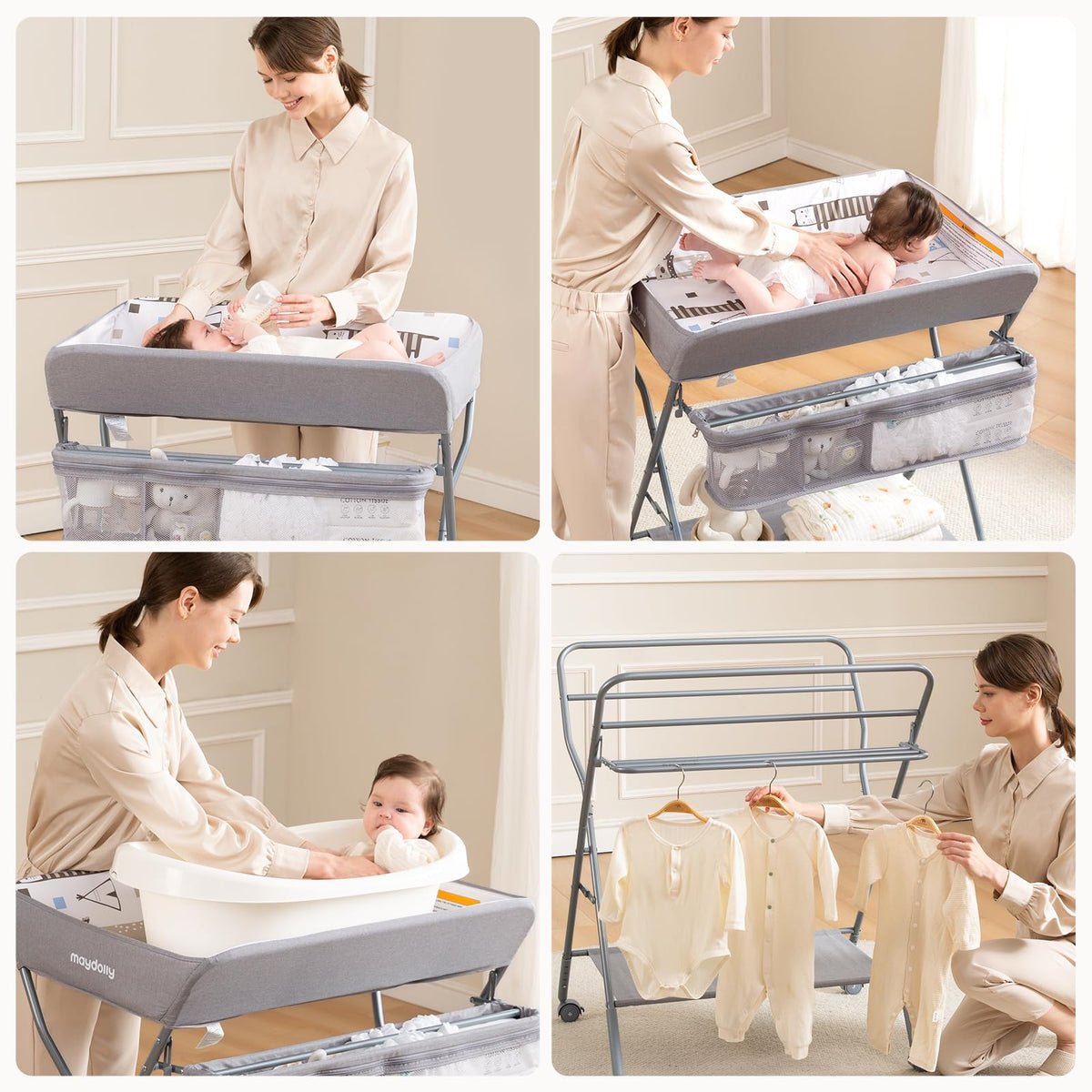 Portable Adjustable Height Folding Baby Changing Table with Wheels P115